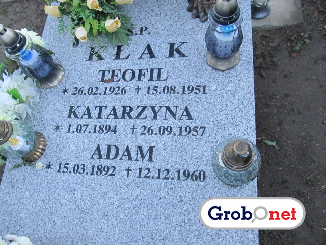 Katarzyna Kłak 1894 Dobrzany - Grobonet - Wyszukiwarka osób pochowanych