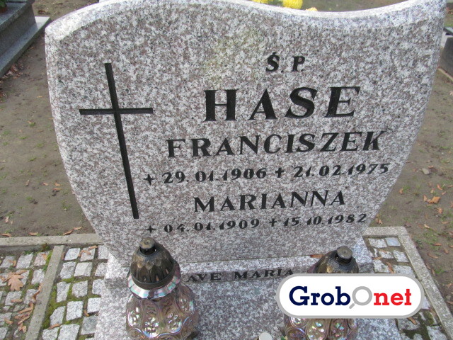 Marianna Hase 1909 Dobrzany - Grobonet - Wyszukiwarka osób pochowanych